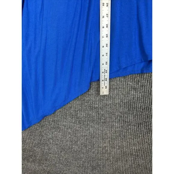 Roaman's Womens Tunic Blouse Size 5X Blue Crotchet Asymmetric Hem Bohemian - Picture 9 of 9